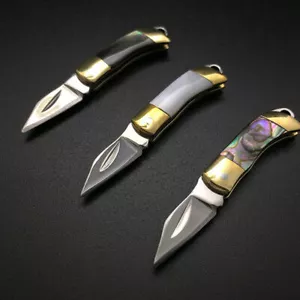 Mini Cuchillo de Bolsillo Plegable Hoja Real Llavero Manija Cuchillo de Campamento EDC - Imagen 1 de 17