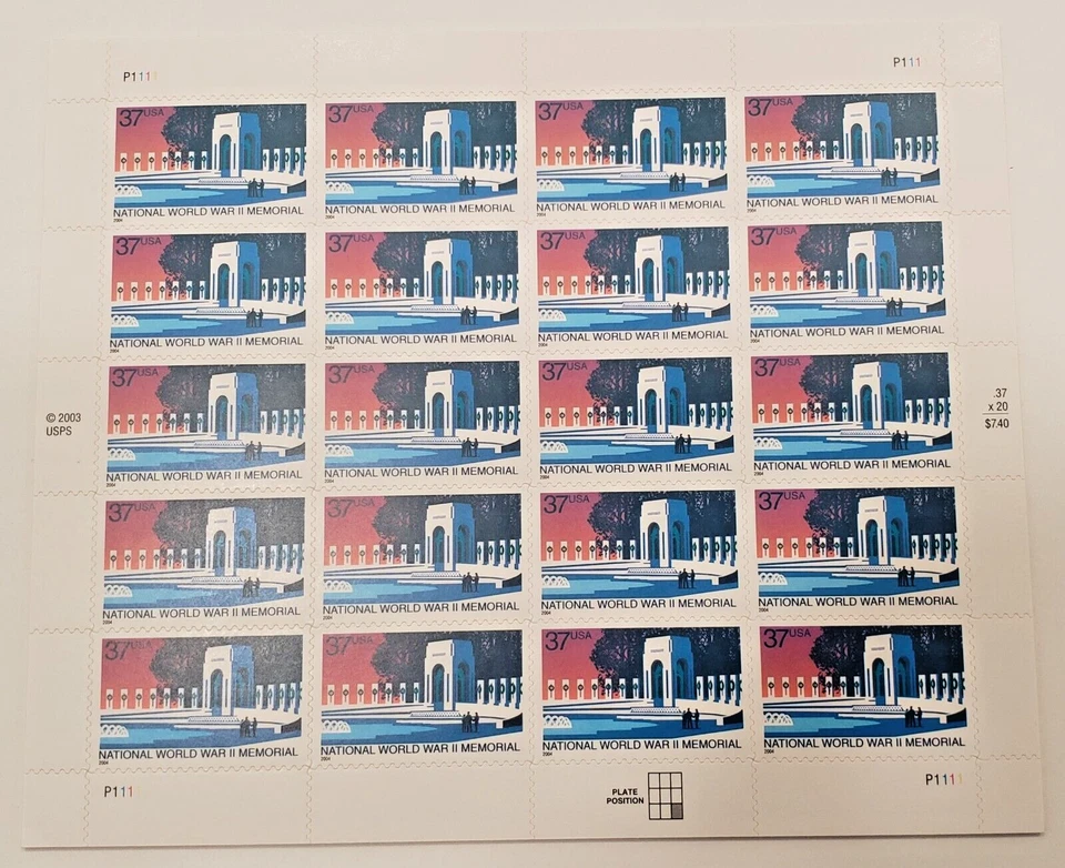 US 37¢ Postage stamps Scott #3862 WWII Memorial DC  mint MNH - Image 1 of 1