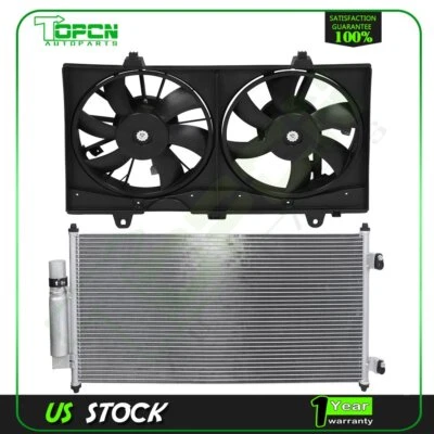 Condenser and Cooling Fan Assembly For 2007 2008 2009 2010-2012 Nissan Sentra - Image 1 of 4