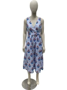 Boden Floral Striped Wrap Dress Linen Multicoloured UK 6P 1 RVB001 - Picture 1 of 7