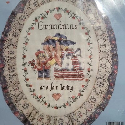 Costurables Contado Punto de Cruz Conejitos de Abuela Volantes Enmarcados De Colección 1989 Foto 1 de 4