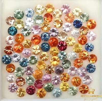 3.2 - 3.4 MM Natural Multi Color Sapphire Round Diamond Cut Loose Gemstone Lot - Image 1 of 3
