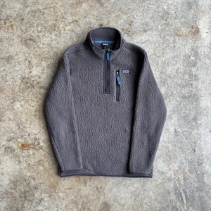 Patagonia Retro Pile Pullover Jacket Kids Large Gray Fleece 1/4 Zip Pocket Adult - Picture 1 of 5