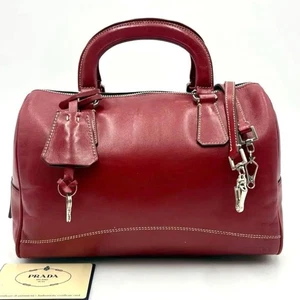 Borsa a tracolla PRADA donna Boston borsetta pelle rossa usata originale ottima+ GIAPPONE - Foto 1 di 10