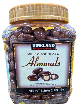 Kirkland Signature Milk Chocolate Roasted Almonds 48 Ounce Jar EXP 06/2026 - Image 1 of 3
