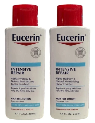 LOT OF 2 Eucerin Intensive Repair Lotion For Very Dry Flaky Ashy Skin 8.4 oz NEW - Image 1 of 4