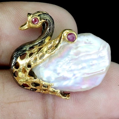 925 Пробы подвеска круглый рубин Мьянма 2,5 мм жемчуг лебедь драгоценных камней ювелирных изделий - Изображение 1 из 4