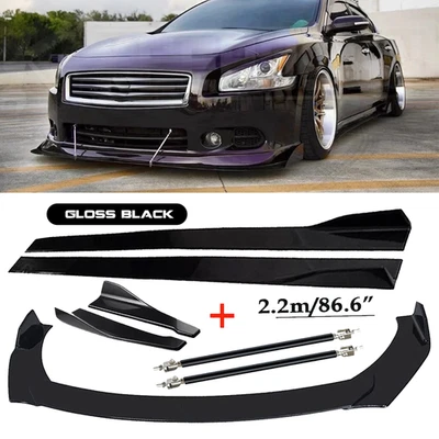 Front Bumper Lip Spoiler Splitter 86.6" Side Skirt Body Kit For Nissan Maxima - Imagem 1 de 4