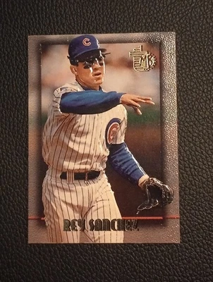 Error Card 1995 Topps Embossed - Rey Sanchez #59 Golden Idols Error Card - Image 1 of 4