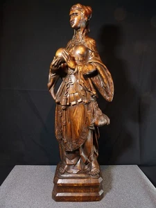 Medieval Style Antique Wooden Woman Statue Sculpture Renaissance High - Picture 1 of 24