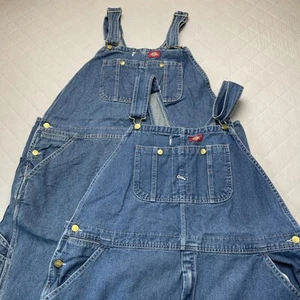 Dickies Bib Overalls Men’s 46 X 26 Denim Custom Hem Workwear Carpenter Lot of 2 - Picture 1 of 21