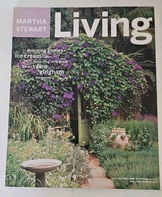 Vtg Martha Stewart Living Magazine July/August 1998 # 61 Morning Glories Gingham Foto 1 de 4
