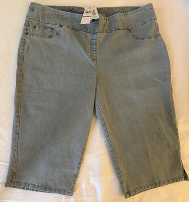 NWT Ruby Rd Chambray Pull On Slimming Waistband Clamdigger Capri Women's 22W - Image 1 of 2