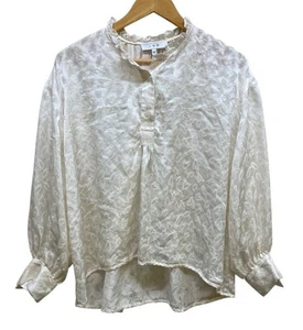 Iro Blouse Women’s 38 Cream Ruffle Floral Cropped Silk Button - Picture 1 of 6