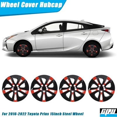 For 2016-2022 Toyota Prius 15inch Hubcap Black Red Lacquer Wheel Covers  - Image 1 of 4