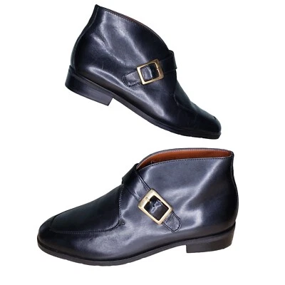 Botas de tornozelo Etienne Aigner Marco tamanho 6.5 couro preto alça monge Brasil - Imagem 1 de 4