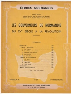 Maurice Veyrat ETUDES NORMANDES GOUVERNEURS NORMANDIE XVe REVOLUTION FRANCAISE - Picture 1 of 2