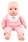 BERENGUER Realistic Baby Doll 14" Pink White Dots Brown Eyes Vinyl Cloth Toy