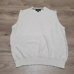 Tasso Elba Vest Mens Large Beige Pullover Tight Knit Classiccore V Neck Preppy - Picture 1 of 6