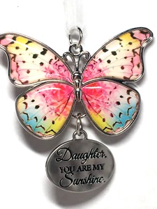 Ganz Schmetterling Ornament TOCHTER DU BIST MEIN SONNENSCHEIN Geschenk Handtasche Auto Charm - Bild 1 von 5