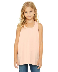 Bella + Canvas Youth Flowy Racerback Tank B8800Y Sheering At Racerback Seam S-L - Picture 1 of 8