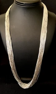 Collana Nativi Americani Argento Sterling 30 Fili Argento Liquido Lunga 28'' - Foto 1 di 8