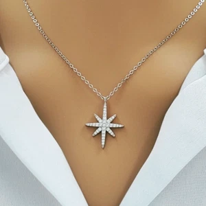 Collar Estrella Cristal Plata Esterlina 925 Personalizado Joyería Navidad Regalo - Imagen 1 de 12