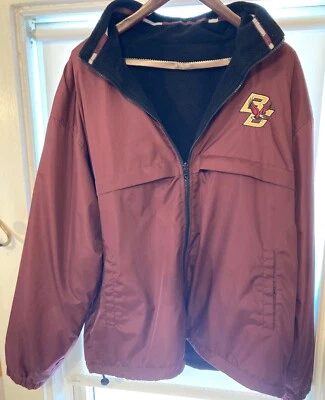 Boston College Lined Windbreaker Jacket Coat XL Crimson Gold Eagles preowned - Image 1 of 4