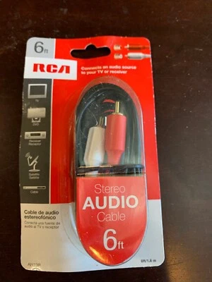 CABLE DE AUDIO ESTÉREO 6 pies. RCA AH19R conecta fuente de audio a TV/Receptor ¡NUEVO! Foto 1 de 4
