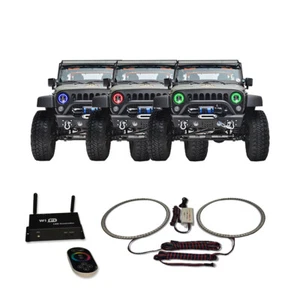 RGB Multi Color WIFI Headlight Halo kit for Jeep Wrangler 07-17 - Foto 1 di 11