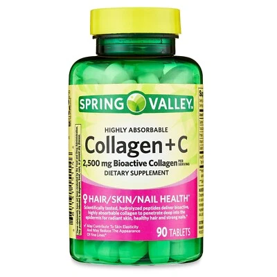 Spring Valley Collagen + C, 2500 mg  Bio active Collagen , 90 Tablets - Image 1 of 3