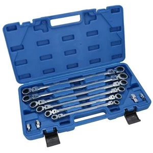 Metric Flexi Headed Ratchet Spanners Wrench Set Extra Long 8mm - 9mm 10pc - Picture 1 of 6