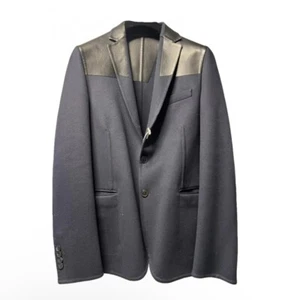 Valentino Wool Cashmere blend Blazer with leather Shoulder accents Mens Sz48 - Picture 1 of 4