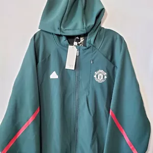 Manchester United Windbreaker Jacket Full Zip Hoodie Green Men's XXL Performance - Picture 1 of 15