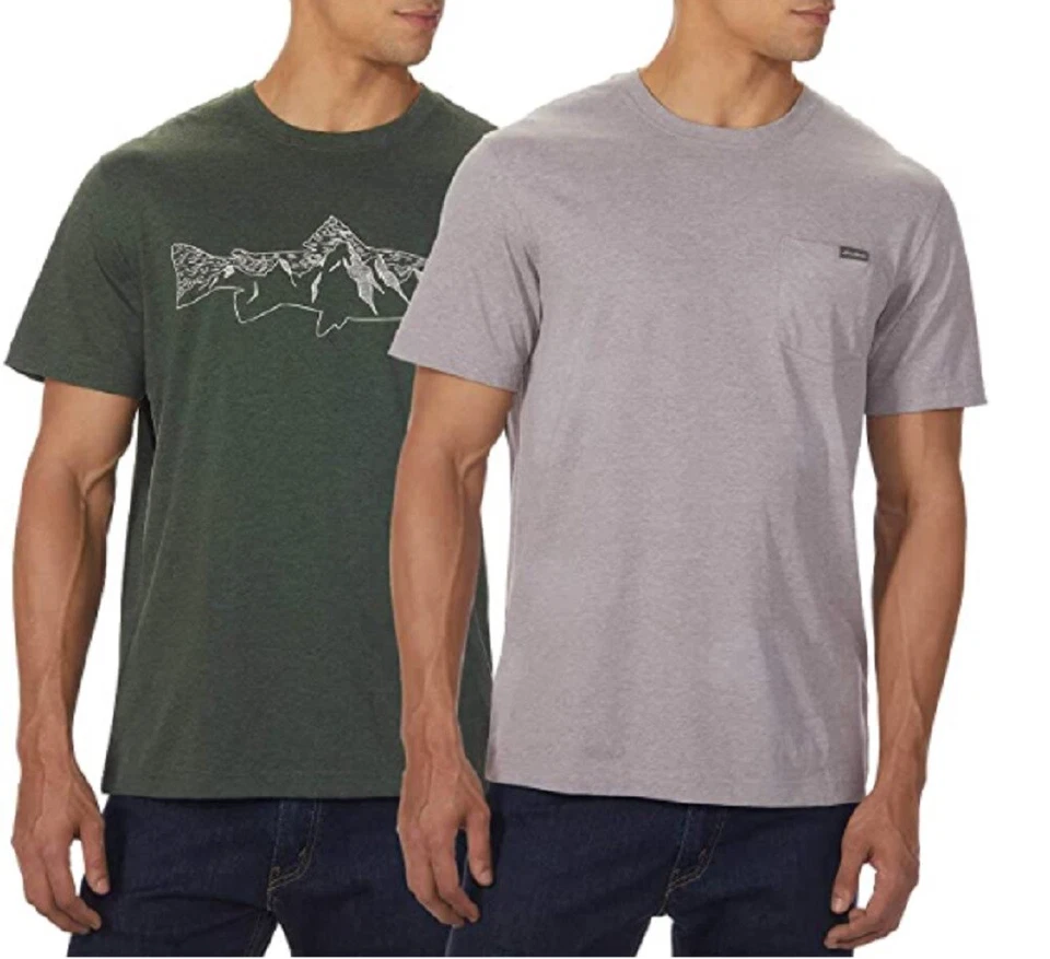 Paquete de 2 camisetas Eddie Bauer para hombre gráficas y de bolsillo verde/gris claro  Foto 1 de 1