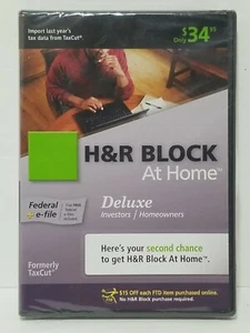 H&R Block At Home Deluxe + E-file Tax Year 2009 - Brand New, Sealed NIB - Picture 1 of 5