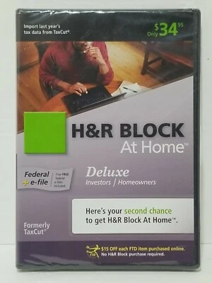 H&R Block At Home Deluxe + E-file Tax Year 2009 - Brand New, Sealed NIB - Image 1 of 4
