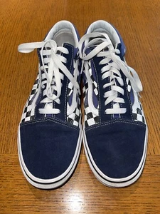 Vans Mens Size 11.5 Old Skool Blue White Suede Checkerboard Skate Shoes Sneakers - Picture 1 of 9