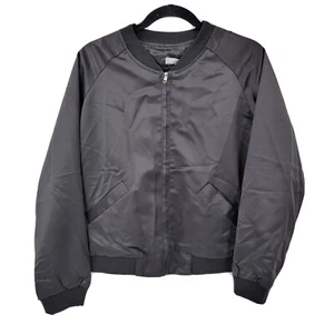 NLW Damen Medium einfache schwarze Satin Bomberjacke klassischer Reißverschluss Oberbekleidung neu mit Etikett - Bild 1 von 9