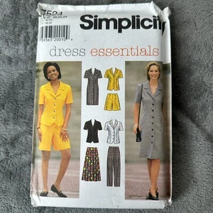 Simplicity Pattern 7524 Sz 20-24 Misses Petite Shorts Skirt Dress Top Pants - Picture 1 of 6