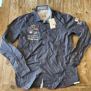 Men’s NWT $92 Camp David Size XL Embroidered L/S Shirt Pebble Beach White Shark - Picture 1 of 4