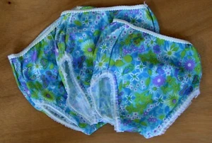 Trois Filles Taille Extra Petite Culottes Vintage Années 1960 Motif Floral Bleu - Imagen 1 de 6