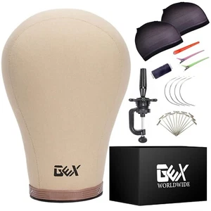 GEX 22" Canvas Cork Wig Block Mannequin Head for Wig Making Drying Styling Di... - Picture 1 of 7