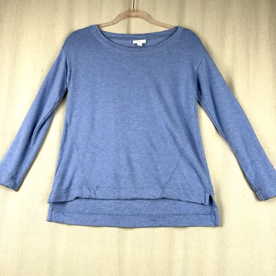 J.JILL | FIT Moletom Feminino XS Azul Pequeno Super Macio Bainha Alta-Baixa - Imagem 1 de 4