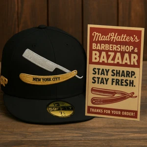 New Era 59FIFTY “CHOP” NYC Razor Blade Fitted Hat | Barber Style | Size 7 5/8 - Picture 1 of 13