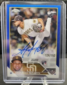 2023 Topps Chrome RC AUTO Anderson Espinoza True Blue /150 - San Diego Padres - Picture 1 of 2
