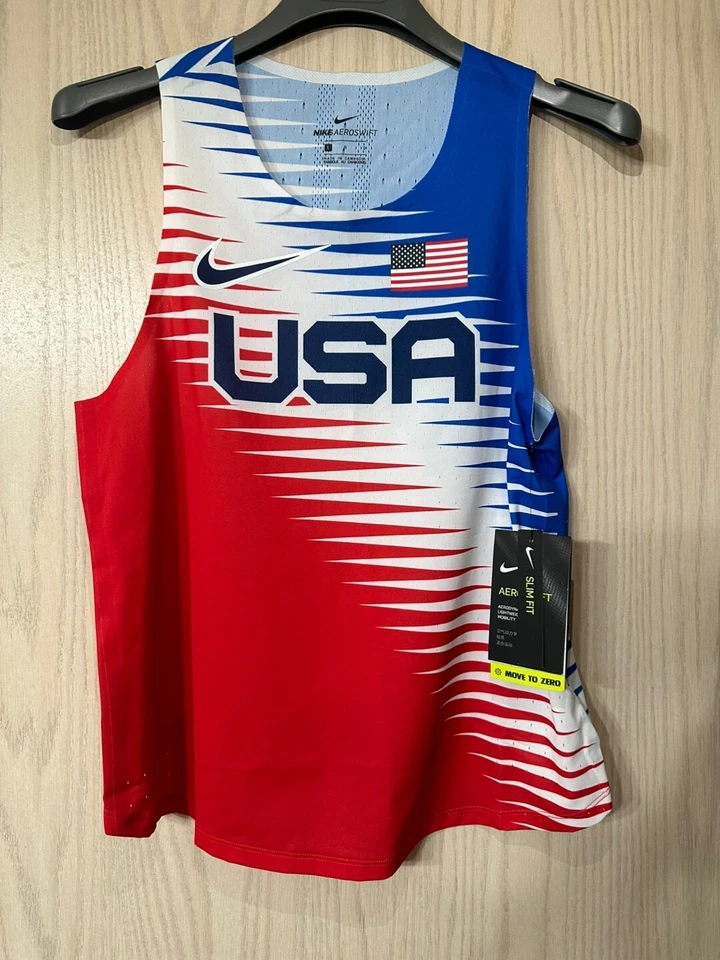 Womens Large Nike Dri-Fit ADV Team USA Aeroswift Running Singlet Tank CV0414-657