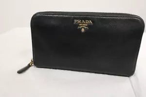 PRADA Portemonnaie Damen Geldbörse Geldbeutel Brieftasche Wallet Groß Schwarz - Bild 1 von 10
