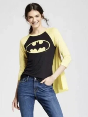 Women's Juniors Batman T-Shirt with Cape Black/Yellow NWT Sz XS - Image 1 of 4