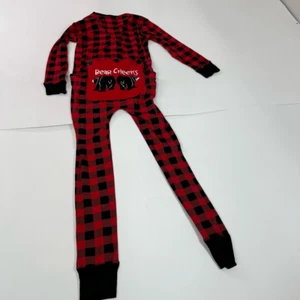 Lazy One Sleepwear Women Med Red Plaid Long-Sleeve One-Piece Bear Cheeks Lounge - Picture 1 of 7